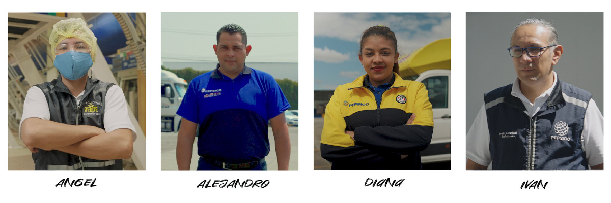Retrato de cuatro colaboradores de PepsiCo