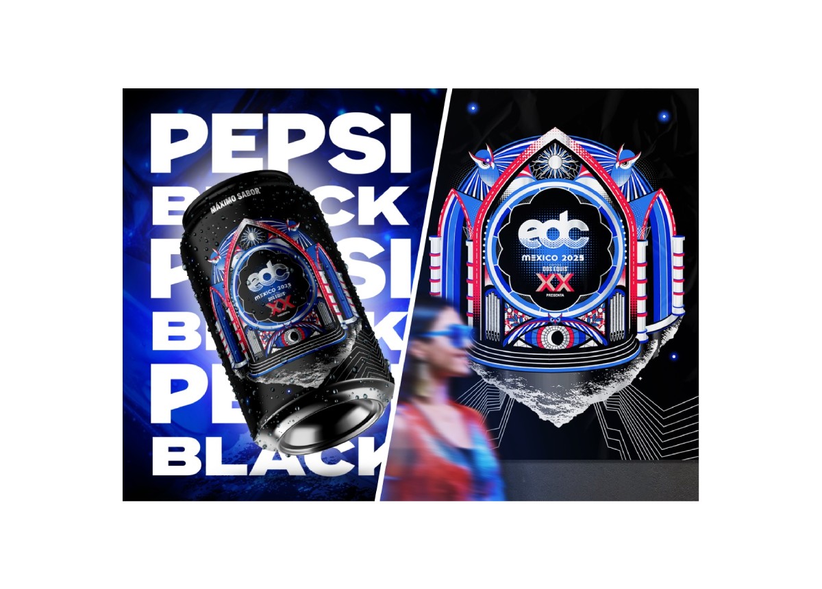 Lata conmemorativa de Pepsi Black para el Electric Daisy Carnival (EDC) 2025