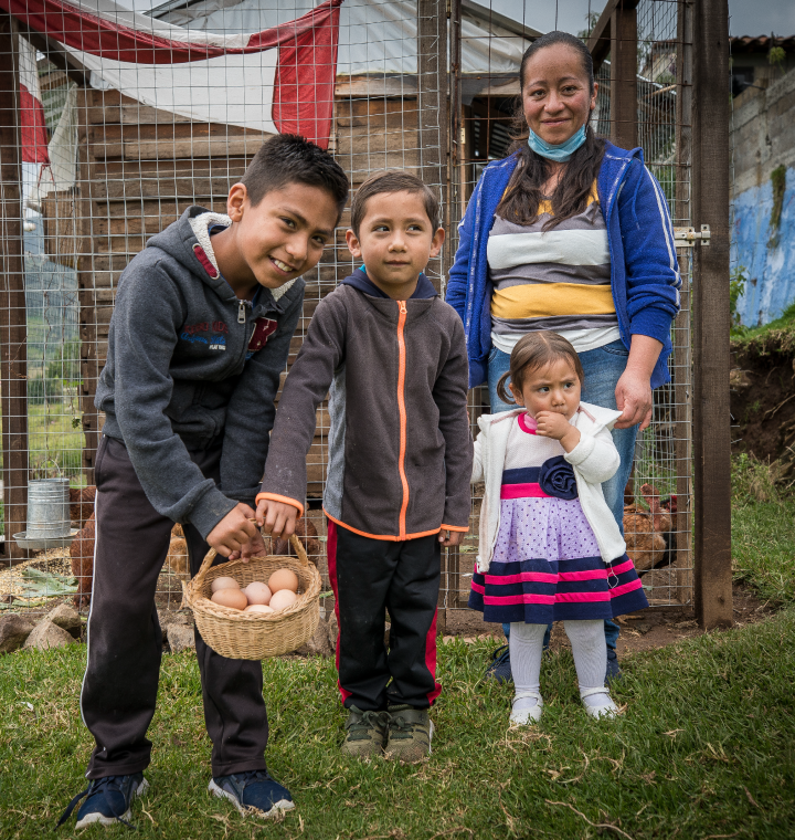 A family with fresh eggs